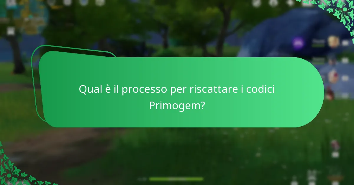 Qual è il processo per riscattare i codici Primogem?